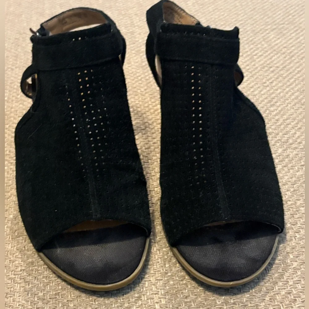 Franco Sarto Heels Black Leather Open Toe Sling Back Harlet2 Size 9 - Picture 2 of 10